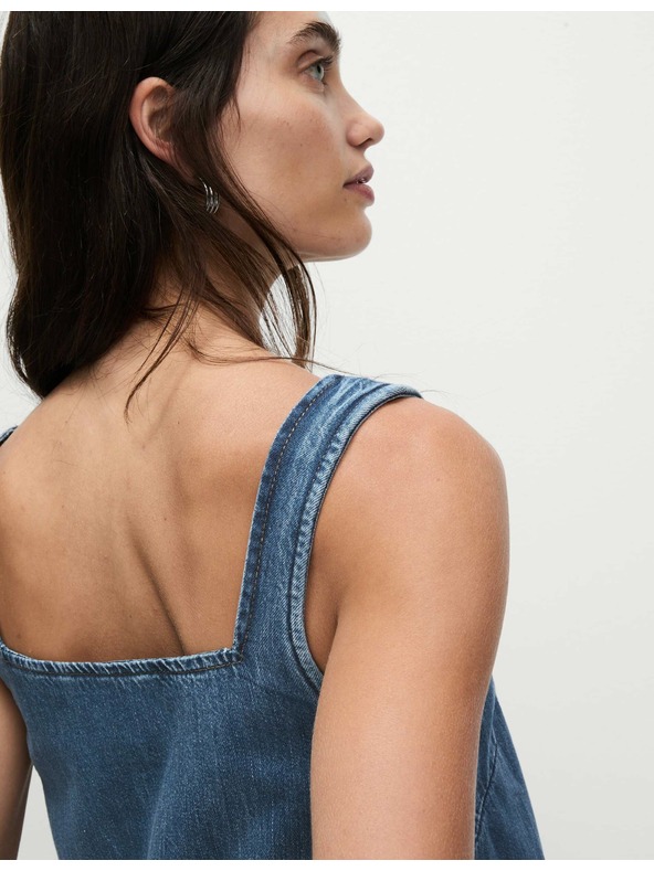 Marks & Spencer Плавна мини рокля от деним от чист памук Marks & Spencer тъмносиньо