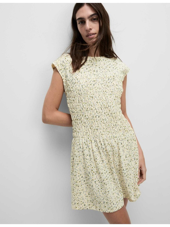 Marks & Spencer Меки набрани миди рокли от чист памук Marks & Spencer кремав