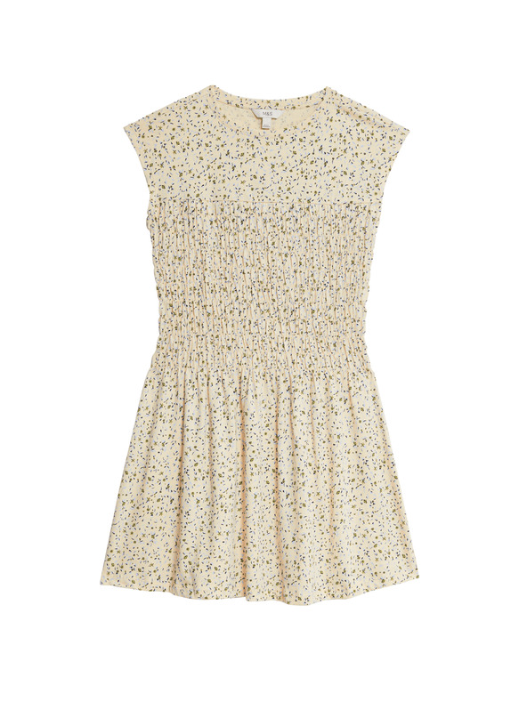 Marks & Spencer Меки набрани миди рокли от чист памук Marks & Spencer кремав