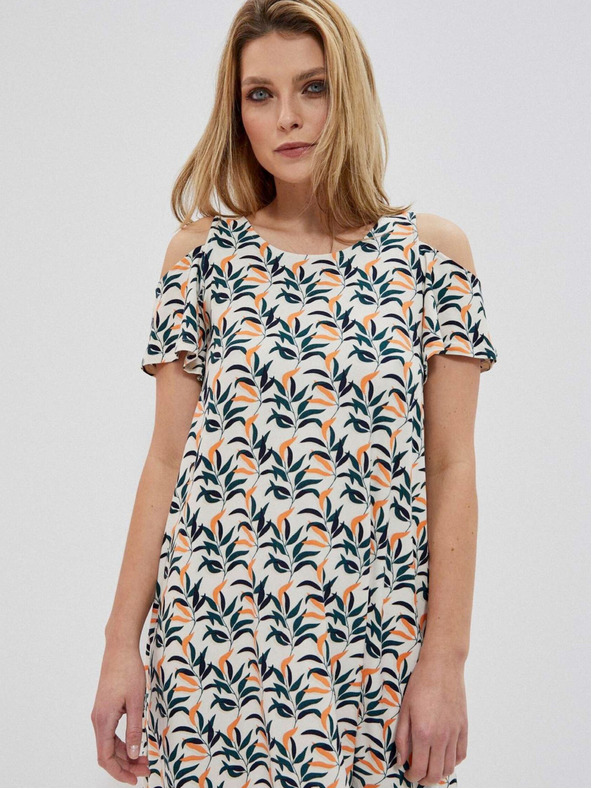 Moodo Бяла дамска шарена рокля Moodo