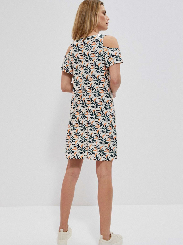 Moodo Бяла дамска шарена рокля Moodo