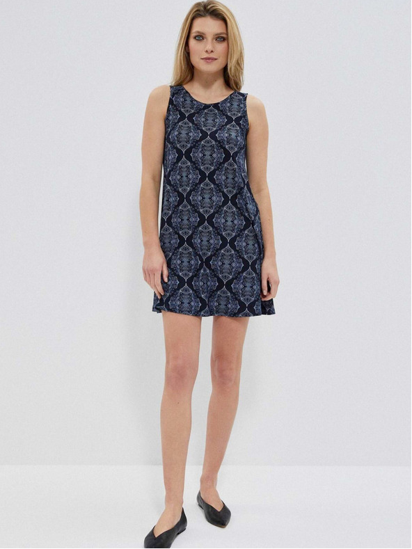 Moodo Тъмно синя дамска шарена рокля Moodo