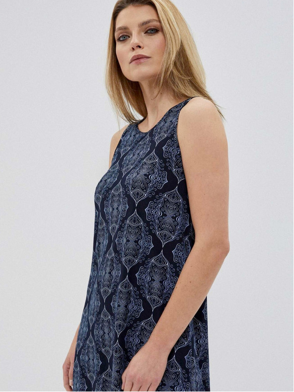 Moodo Тъмно синя дамска шарена рокля Moodo