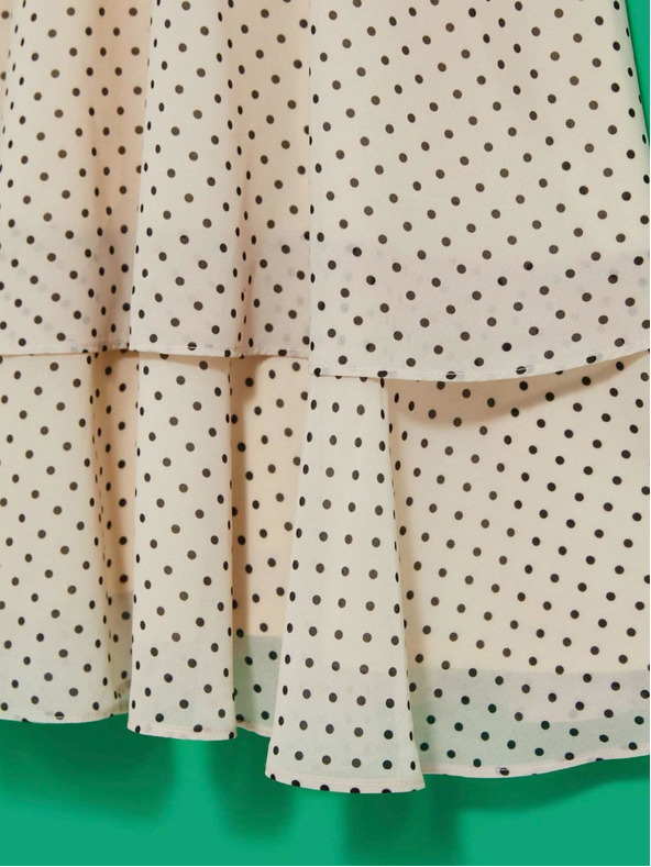 Moodo Черно-бежова дамска рокля на точки Moodo