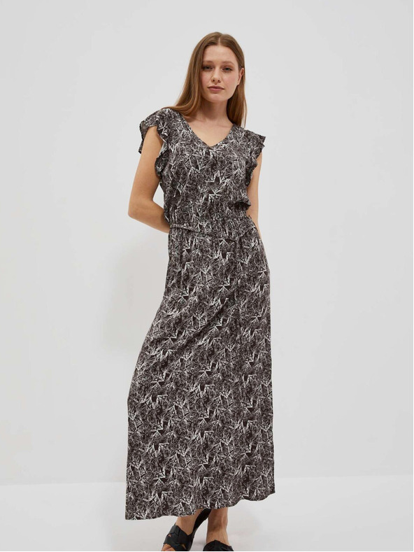 Moodo Бяло и кафяво дамска рокля на цветя Moodo