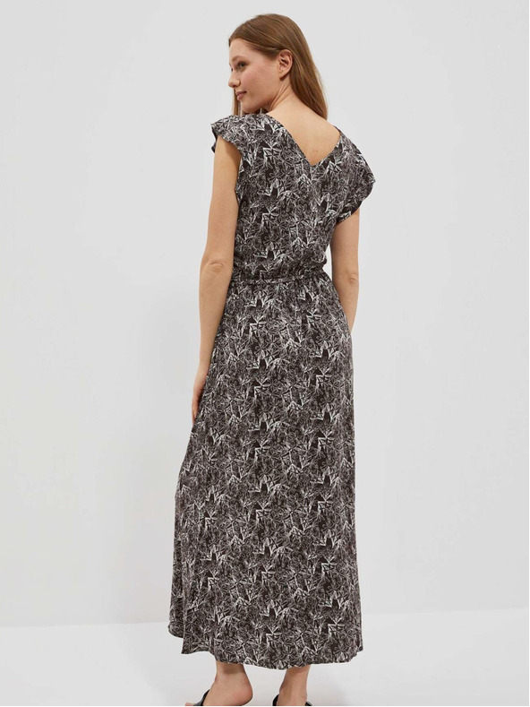 Moodo Бяло и кафяво дамска рокля на цветя Moodo