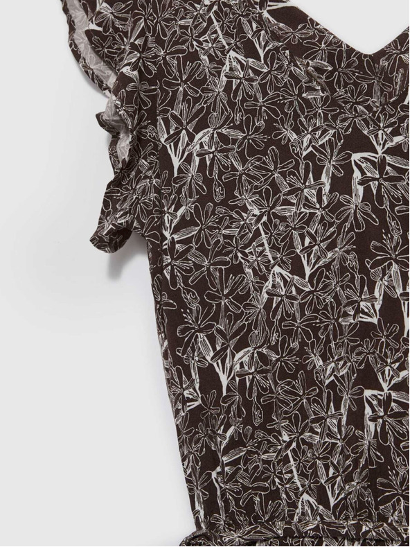 Moodo Бяло и кафяво дамска рокля на цветя Moodo