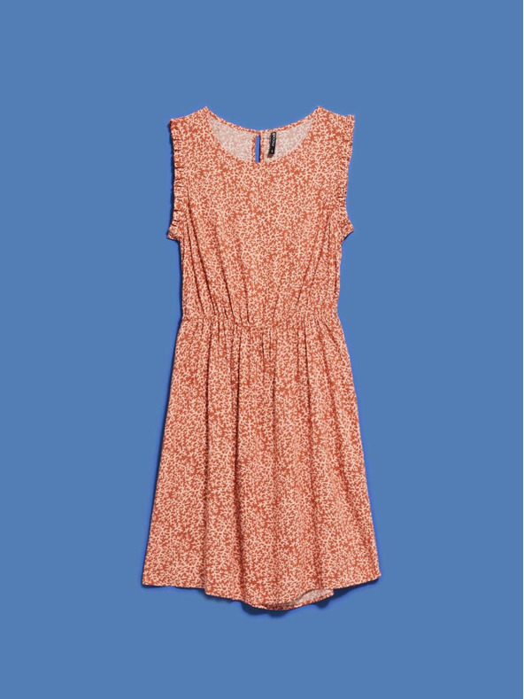 Moodo Бежово-кафява дамска рокля на шарки Moodo