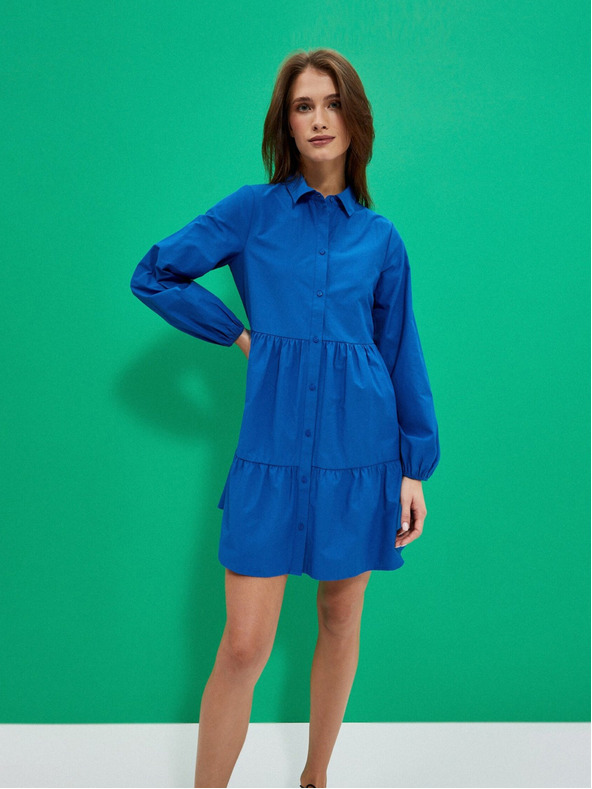 Moodo Синя дамска рокля с риза Moodo