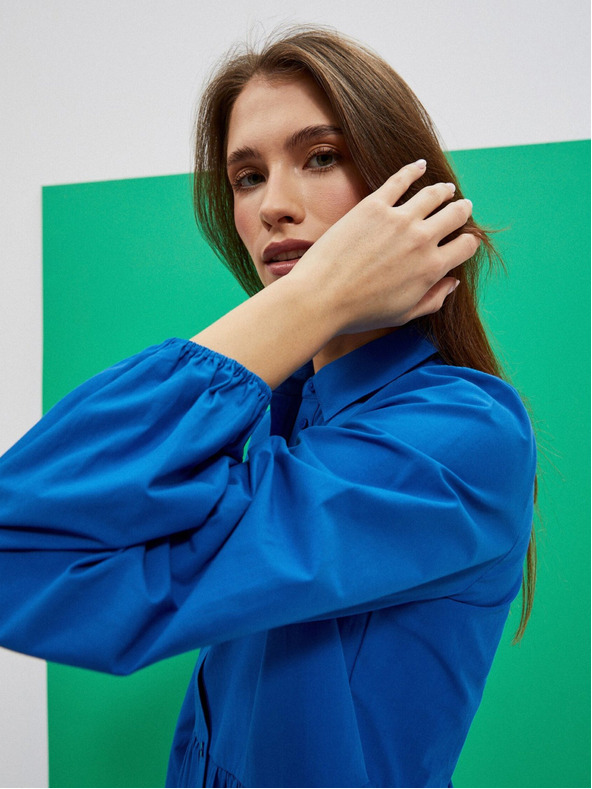 Moodo Синя дамска рокля с риза Moodo