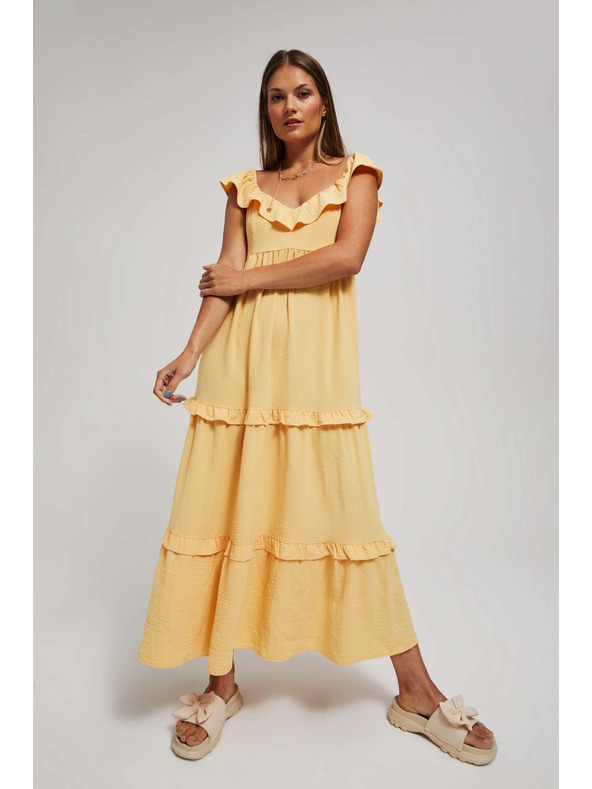 Moodo Жълта дамска рокля Moodo
