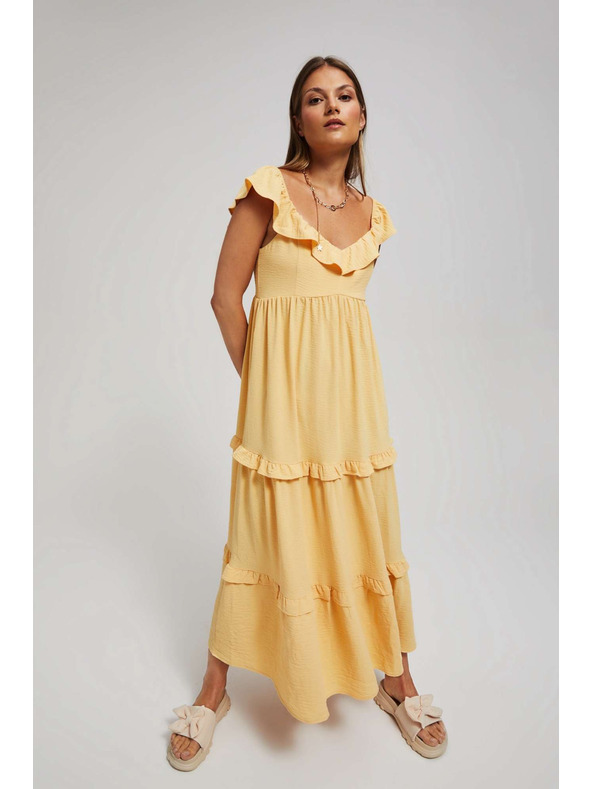 Moodo Жълта дамска рокля Moodo