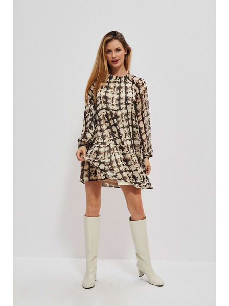 Moodo Кафява и бежова дамска шарена рокля Moodo