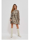 Moodo Кафява и бежова дамска шарена рокля Moodo