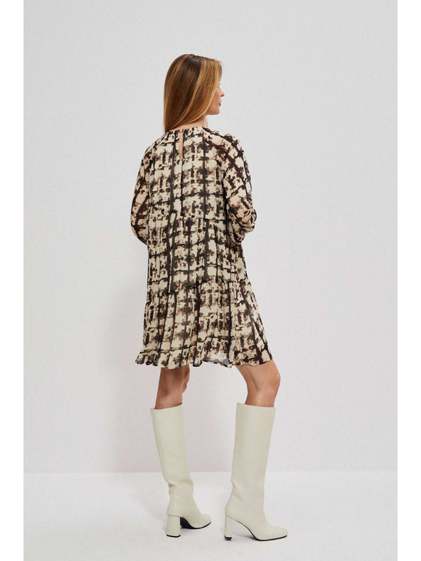 Moodo Кафява и бежова дамска шарена рокля Moodo