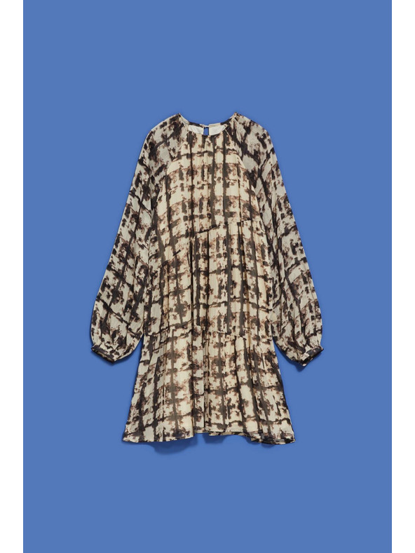 Moodo Кафява и бежова дамска шарена рокля Moodo