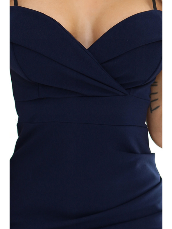 numoco Миди рокля CALLIE с открити рамене и сладко деколте - тъмносиня