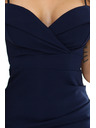 numoco Миди рокля CALLIE с открити рамене и сладко деколте - тъмносиня