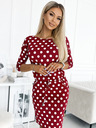 numoco Спортна рокля с вратовръзка и джобове - бордо + точки Numoco