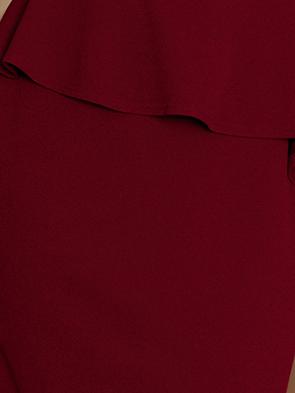 numoco Елегантна миди рокля с волани - бордо Numoco