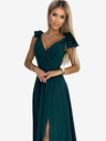 numoco Дълга рокля с деколте и връзки на раменете - зелена Numoco ELENA