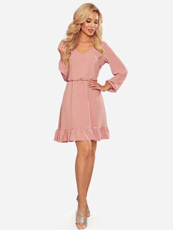 numoco Рокля с деколте - мръсно розово Numoco BAKARI