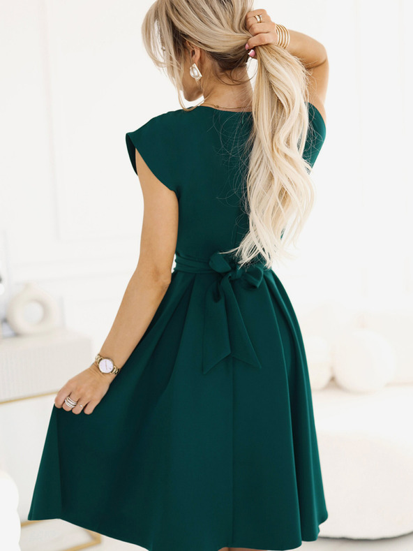 numoco Зелена дамска рокля с разширено деколте Numoco