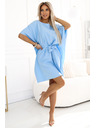 numoco Светлосиня дамска рокля с пеперуда и връзка на талията Numoco