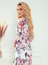 numoco Рокля от шифон с волани и широк ластик - розови цветя Numoco