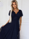 numoco NASTIA Дълга рокля с деколте и къси ръкави - тъмносиня Numoco