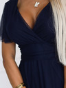 numoco NASTIA Дълга рокля с деколте и къси ръкави - тъмносиня Numoco