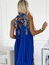 numoco Плисирана макси рокля от сатен - синя с цветя Numoco ESTER