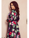 numoco Черна дамска дълга флорална рокля с деколте с къдрици Numoco