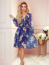 numoco Шифонена рокля с деколте - тъмносиня с цветя Numoco FRANCES