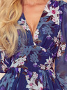 numoco Шифонена рокля с деколте - тъмносиня с цветя Numoco FRANCES