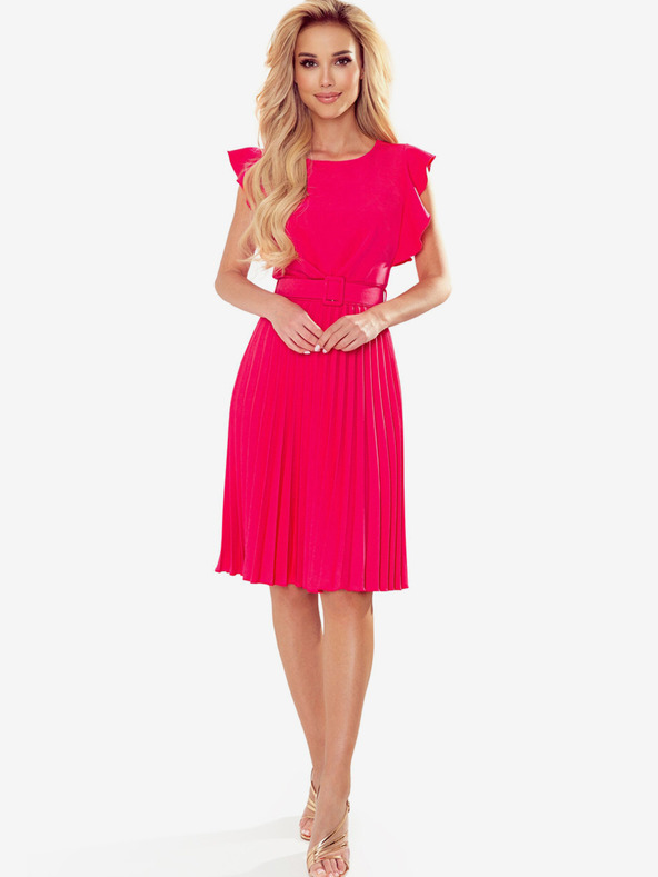 numoco LAYLA Плисирана рокля с колан - Raspberry Numoco