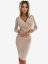 numoco Прилепнала рокля с деколте тип "молив" и дълги ръкави - бежова Numoco