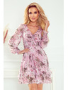 numoco Numoco Розова дамска рокля от шифон с цветя