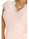 numoco Светлорозова дамска дантелена рокля с къс ръкав и деколте Numoco