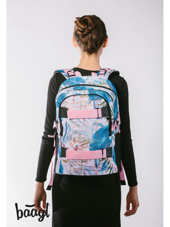 BAAGL  Лилава ученическа раница Skate Leafs Baagl