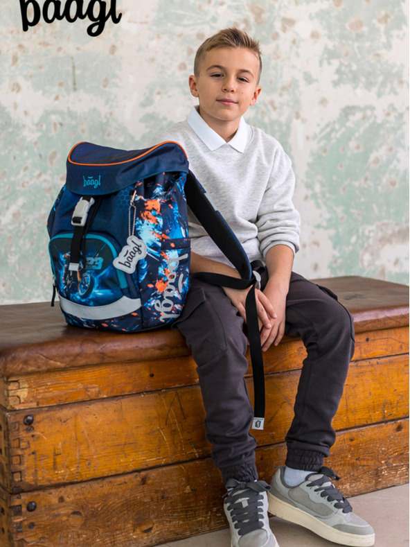 BAAGL  Синя ученическа раница Airy Motorbike Baagl