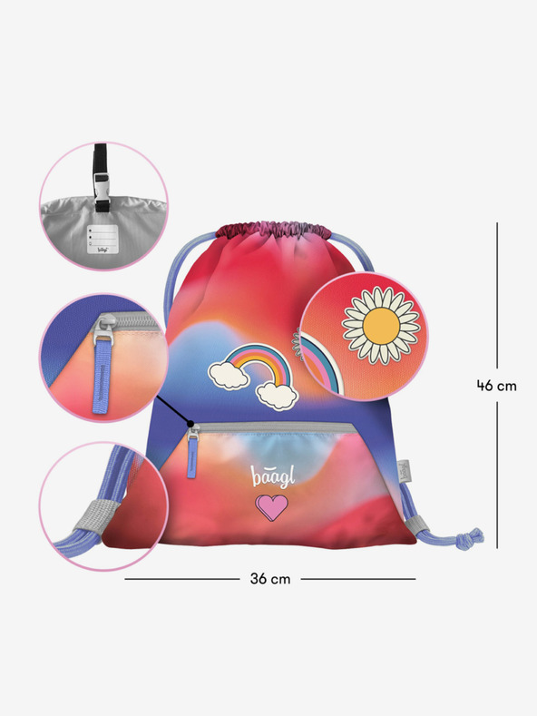 BAAGL  Червен 3 SET Airy Hippie: раница, моливник, чанта Baagl