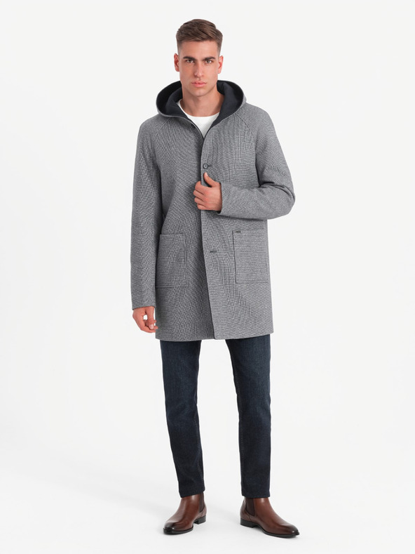 Ombre Clothing Мъжко дълго палто с меланж и качулка Ombre Clothing