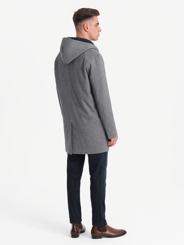 Ombre Clothing Мъжко дълго палто с меланж и качулка Ombre Clothing