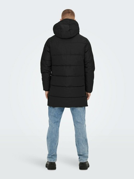 ONLY & SONS Черно мъжко ватирано зимно палто ONLY & SONS Carl