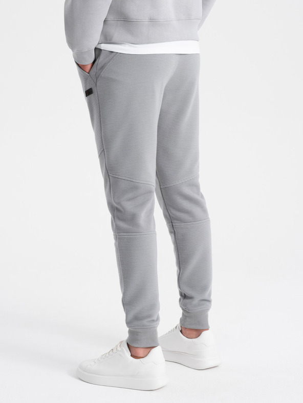 Ombre Clothing Мъжки долнища с вложки от отоманска материя - сиви V5 OM-PASK-0127