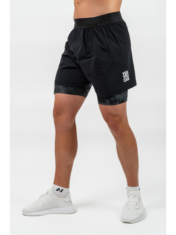 Nebbia Къси панталони за компресия 2в1 с джобове за мобилни телефони PERFORMANCE 335 M,черен