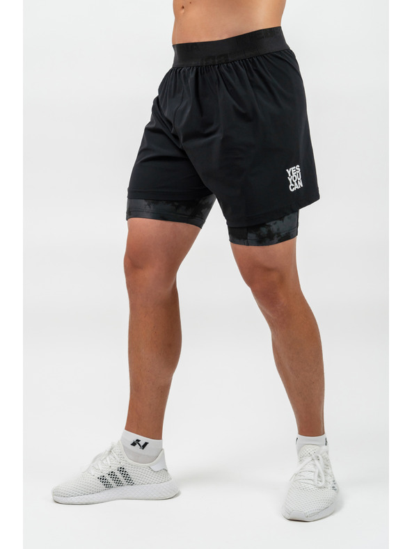 Nebbia Къси панталони за компресия 2в1 с джобове за мобилни телефони PERFORMANCE 335 M,черен