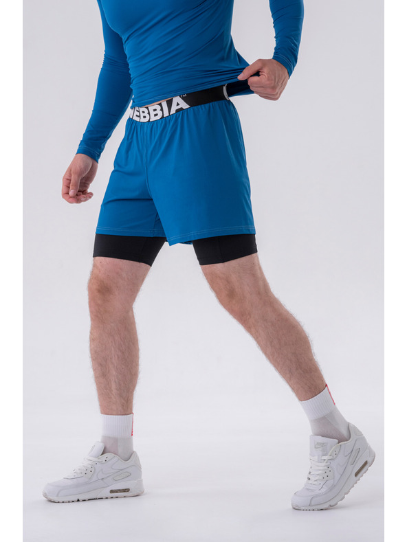 Nebbia Двупластови къси панталони с джобове за мобилни устройства 318 М,сив