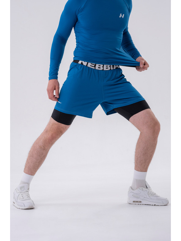 Nebbia Двупластови къси панталони с джобове за мобилни устройства 318 М,сив